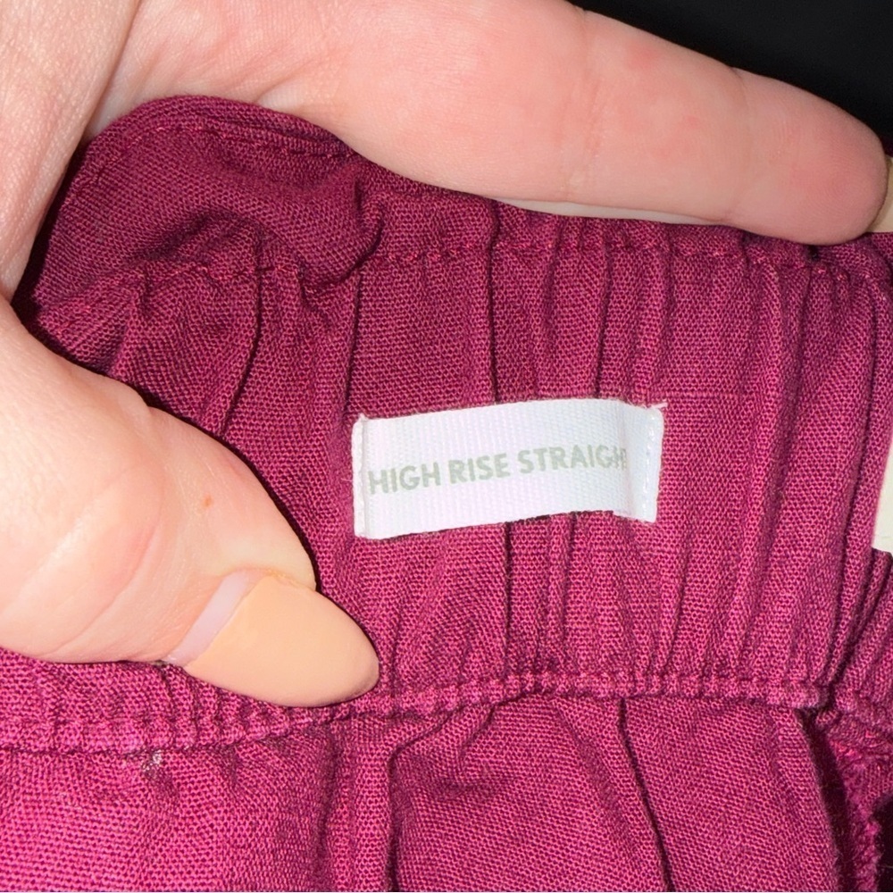 LOFT Outlet Burgundy High-Rise Straight Leg Elastic Waist Pants XS EUC - Picture 3 of 4